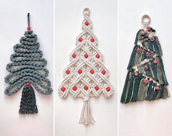 Macrame Christmas Tree Pattern PDF Set of 3 Macrame patterns with Step by Step Photos, DIY Christmas Ornaments, Easy Christmas Decor Craft
