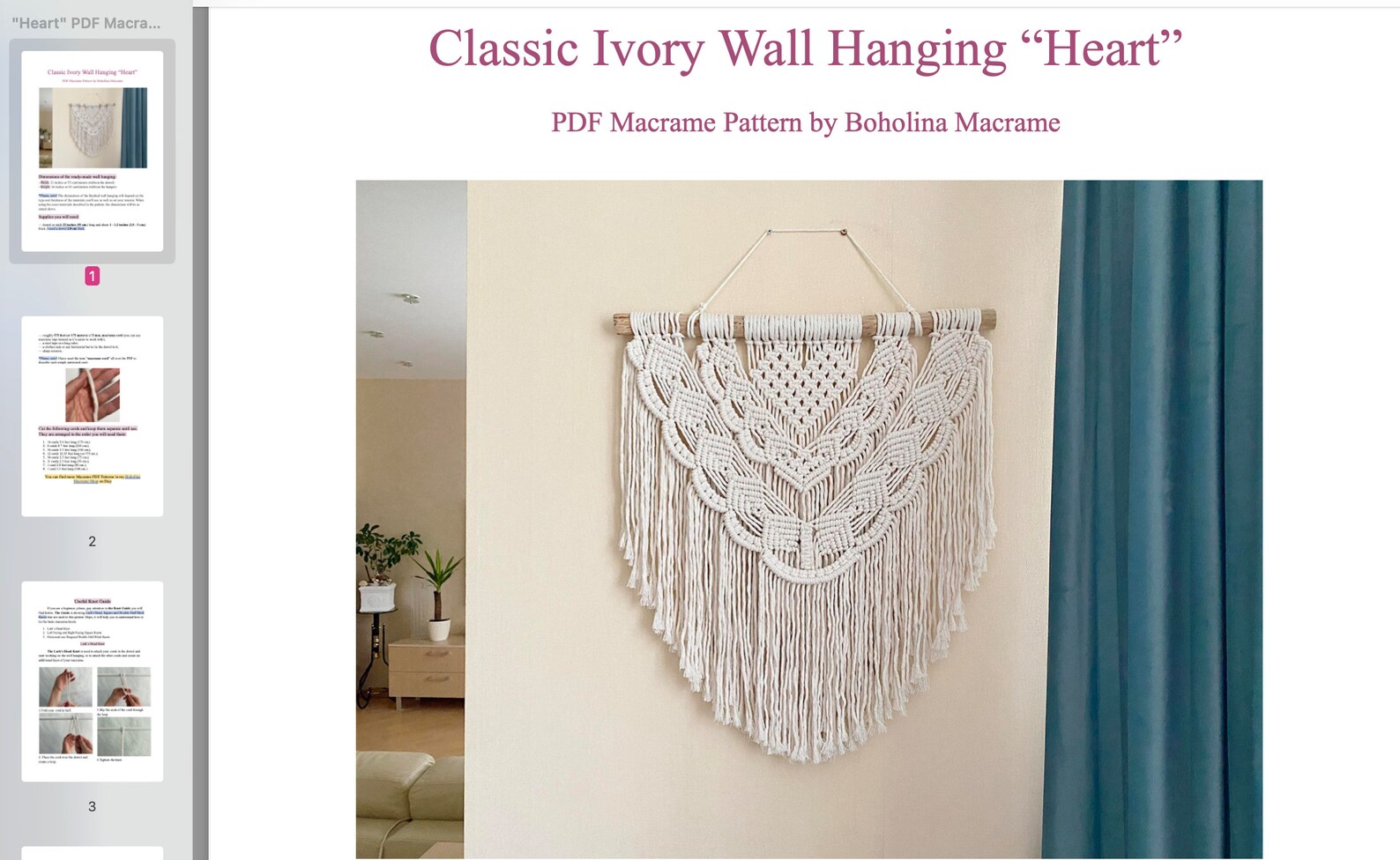 3-in-1 Macrame Pattern PDF With Photos Beginner Macrame Wall - Etsy