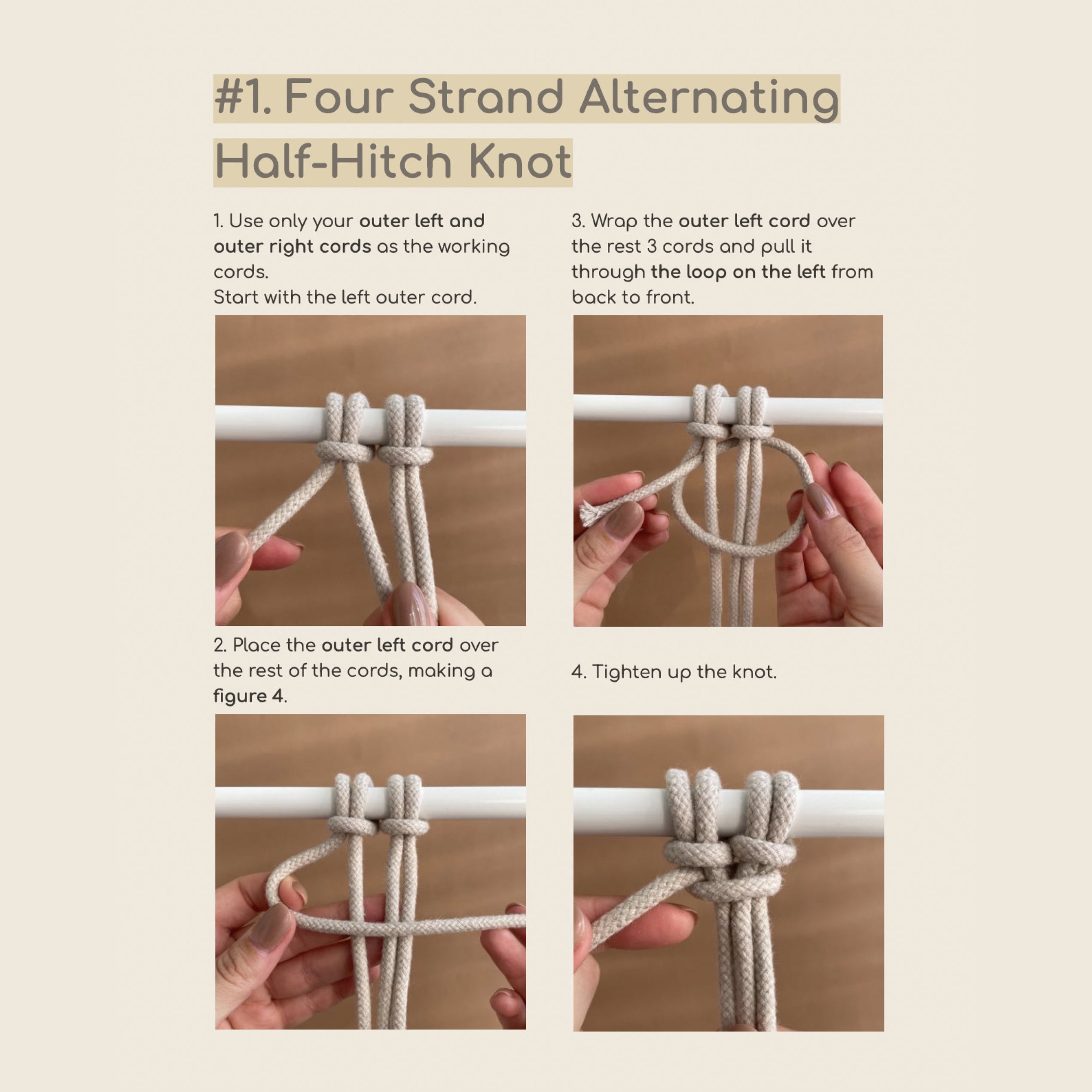 Trendy Macrame Knot Guide PDF With 10 Macrame Knots Explained, Step by ...