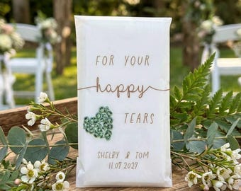Happy Tears Tissue Packets | Wedding Tissues | Wedding Guests |Biodegradable Packets | Elegant For Your Happy Tears