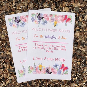 Personalised Seed Packets Envelopes for Christening, Baptism, Birthday