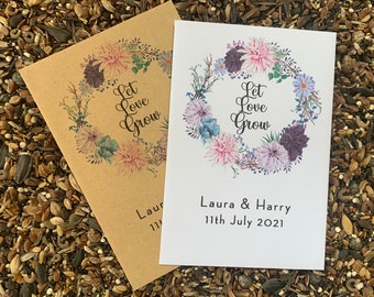 Personalised Wild Flower Seed Packets Envelopes Wedding Favours
