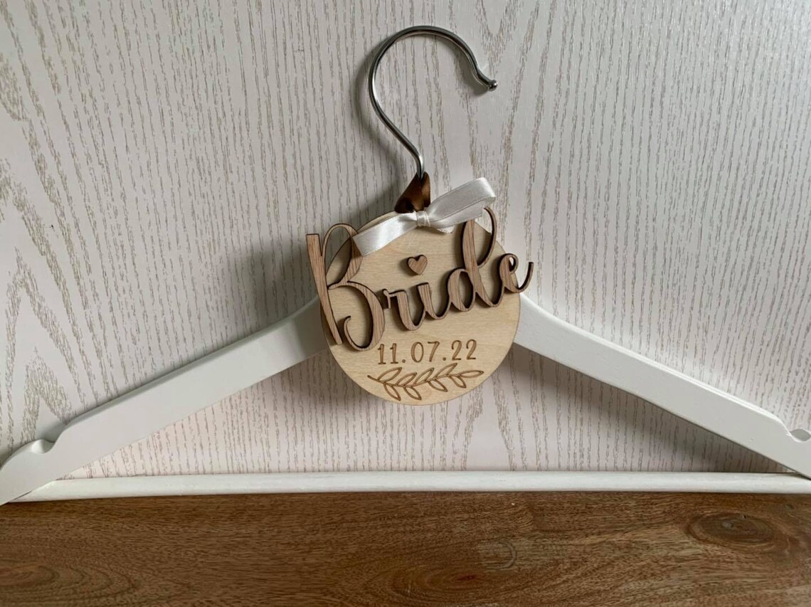 Personalised Wooden Bridesmaid Coat Hanger Charm Etsy