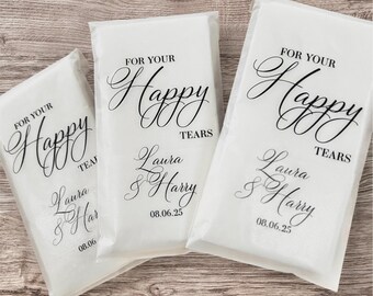 Happy Tears Tissue Packets | Wedding Tissues | Wedding Guests |Biodegradable Packets | Elegant For Your Happy Tears