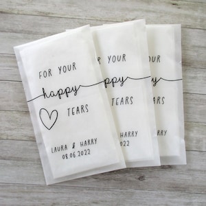 Happy Tears Tissue Packets | Wedding Tissues | Wedding Guests |Biodegradable Packets | Elegant For Your Happy Tears