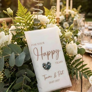 Happy Tears Tissue Packets | Wedding Tissues | Wedding Guests |Biodegradable Packets | Elegant For Your Happy Tears