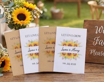 Personalised Sunflower Seed Packets Envelopes Wedding Favours