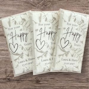 Happy Tears Tissue Packets | Wedding Tissues | Wedding Guests |Biodegradable Packets | Elegant For Your Happy Tears