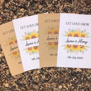 Personalised Sunflower Seed Packets Envelopes Wedding Favours