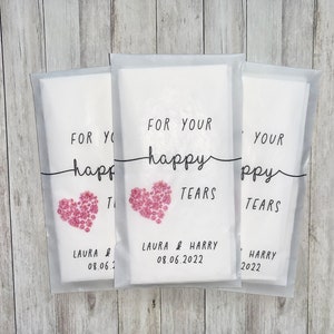 Happy Tears Tissue Packets | Wedding Tissues | Wedding Guests |Biodegradable Packets | Elegant For Your Happy Tears