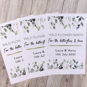 Personalised Wild Flower Seed Packets Envelopes Wedding Favours