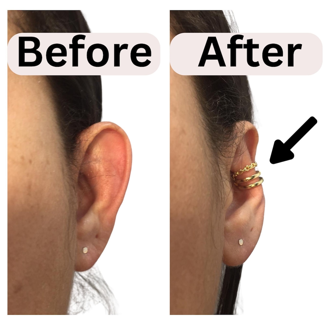 Earcuff for Protruding Ears, Earcuff Gold, Earring Gold/ Helix Piercing