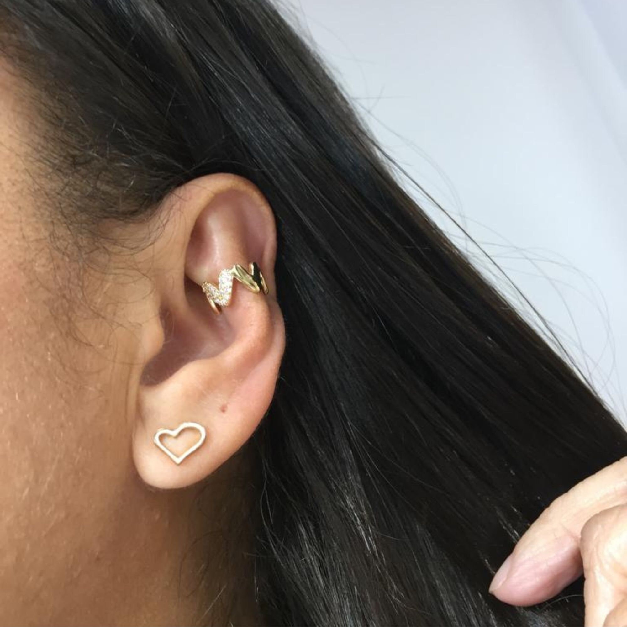 Fake Piercing for Protruding Ears Earcuff Gold Earring Gold/ Etsy