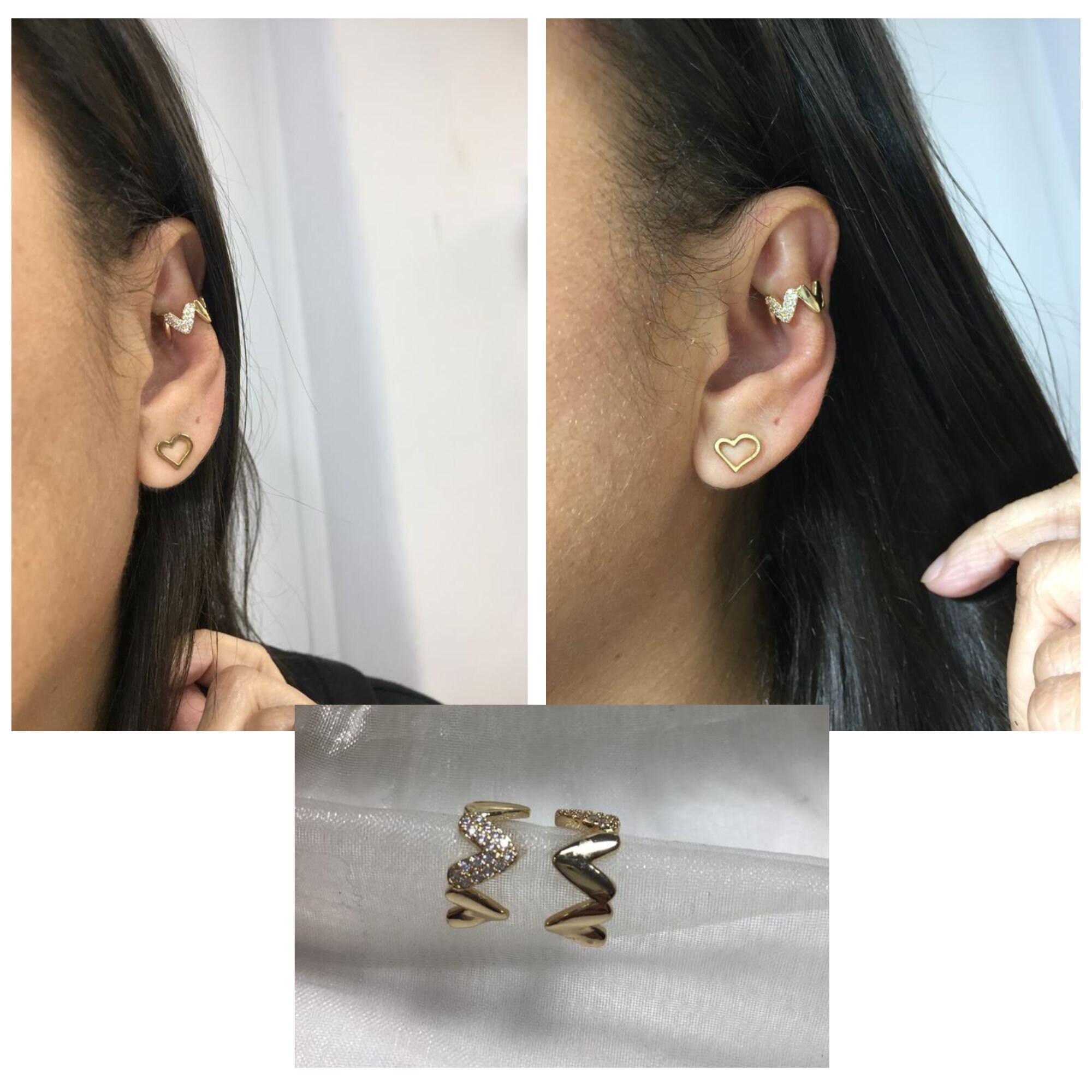 Fake Piercing for Protruding Ears Earcuff Gold Earring Gold/ Etsy