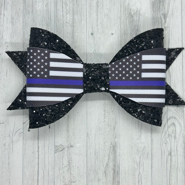 Thin blue Line American Flag  hair bow