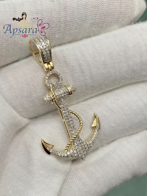 Diamond Anchor Pendant 10k Yellow Gold 