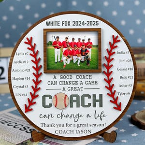 Coach End of Season Appreciation Gift, Baseball Photo Plaque, Appreciation Coach Gifts from Baseball Team, Thank You Gift from Players