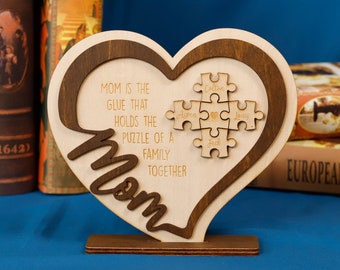 Custom Mother’s Day Puzzle Sign, Wooden Heart Puzzle, Mom Puzzle Sign, Personalized Gift For Mom, Mothers Day Gift From Daughter, Mimi Gifts