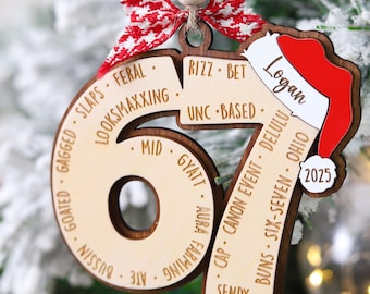 Funny Wooden Six Seven Ornament, Personalized Teenager Name Slang Ornament, Christmas Gift For Gen Z, Trending Six Seven Meme Holiday Decor