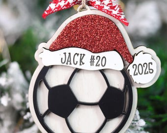 Personalized Name Sport Player Ornament, Kids Ball Ornament With Santa Hat, Senior Gift, Sport Player Decor, Sports Ball Tree Decor 2025