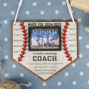 Baseball Softball Coach End of Season Gift, Team Photo Plaque, Appreciation Coach Gifts from Baseball Team, Thank You Gift from Team Players