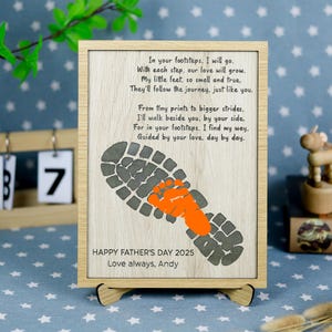 Fathers Day Footprint Craft Gift for Dad, Newborn Footprint Sign, First Father&#39;s Day Keepsake, Baby Footprint Nursery Decor, Promoted to Dad