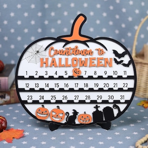 Countdown to Halloween Calendar With Moveable Ghost, Halloween Classroom Decor, Halloween Advent Calendar Sign, Kids Halloween Wooden Plaque
