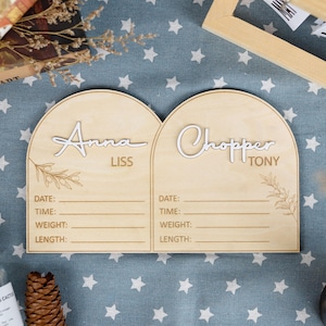 Twins Birth Stat Keepsake, Personalized Newborn Hospital Birth Stats Plaque, Baby Nursery Decor, Baby Name Announcement, New Parent Gift