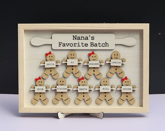 Custom Gingerbread Family Sign, Nana Gift from Grandkids, Grandkids Sign Names, Favorite Batch Sign, Christmas Gift Ideas For Grandparents