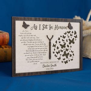 Personalized Memorial Butterfly Frame, As I Sit in Heaven, In Loving Memory, Loss of Loved One, Bereavement Gift, Sympathy Christian Gift