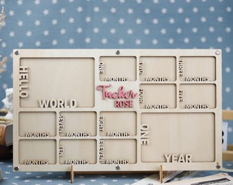 Personalized One Year Photo Frame, My First Year Photo Frame, First Birthday Photo Prop, Birthday Photo Board, Baby Horizontal Photos Decor