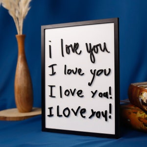 Custom 3D Wood Sign, Laser Cut Frame Sign made from Loved Ones Writing, Handwriting, Handwritten Note, I Love You Sign, Mothers Day Gifts