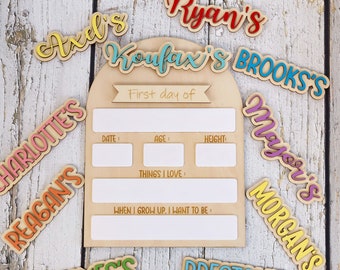 Back To School Sign, First Day Of School Sign, Custom interchangeable School Sign, First And Last Day Sign, Kids Photo Prop Kindergarten