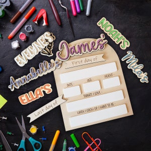 Personalized First Day Of School Sign, Last Day Of School Sign, Back To School Board, Custom First Last Day Kindergarten Sign Dry Erase Sign