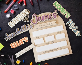 Personalized First Day Of School Sign, Last Day Of School Sign, Back To School Board, Custom First Last Day Kindergarten Sign Dry Erase Sign