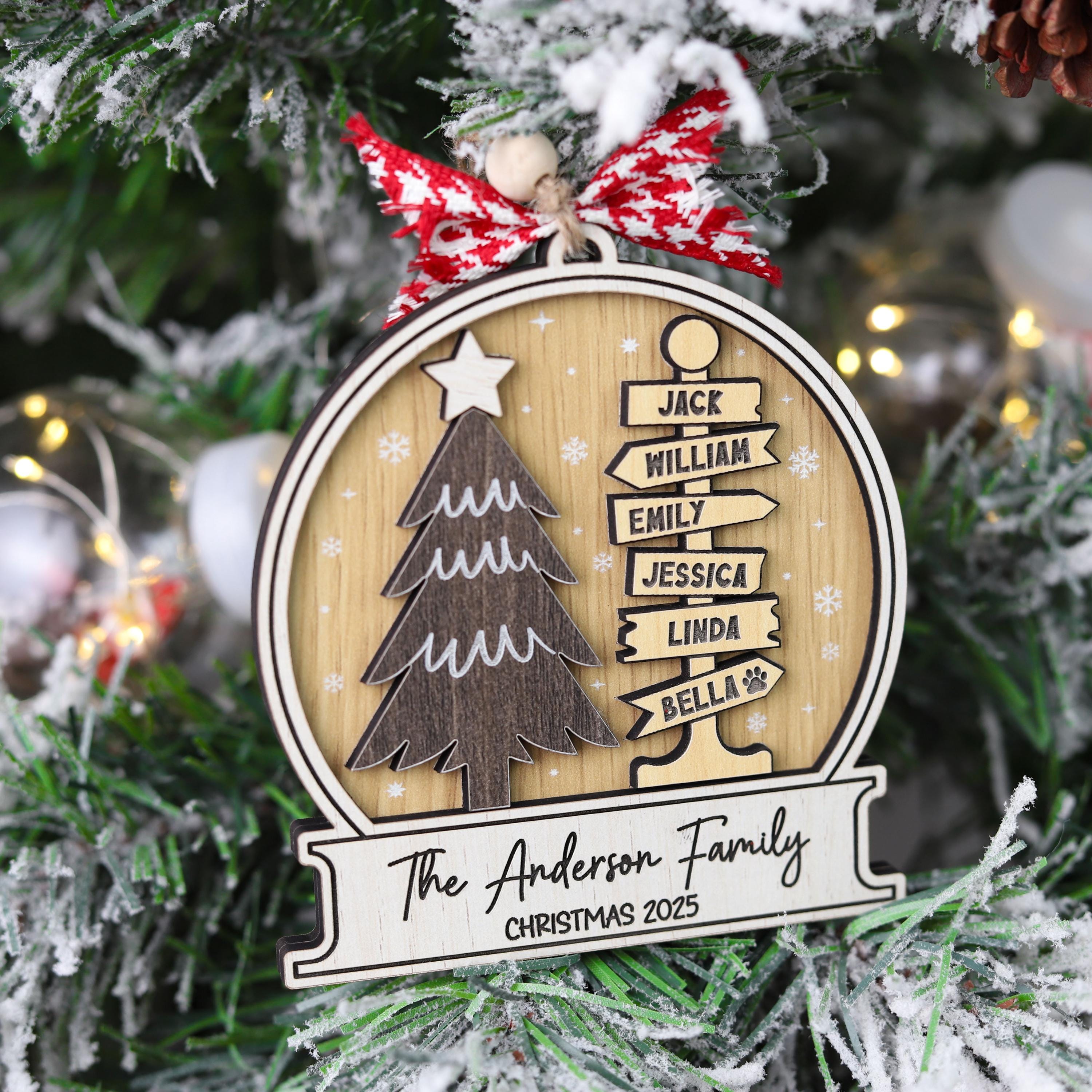 Personalized North Pole Family Ornament, Custom Family Member Names ...