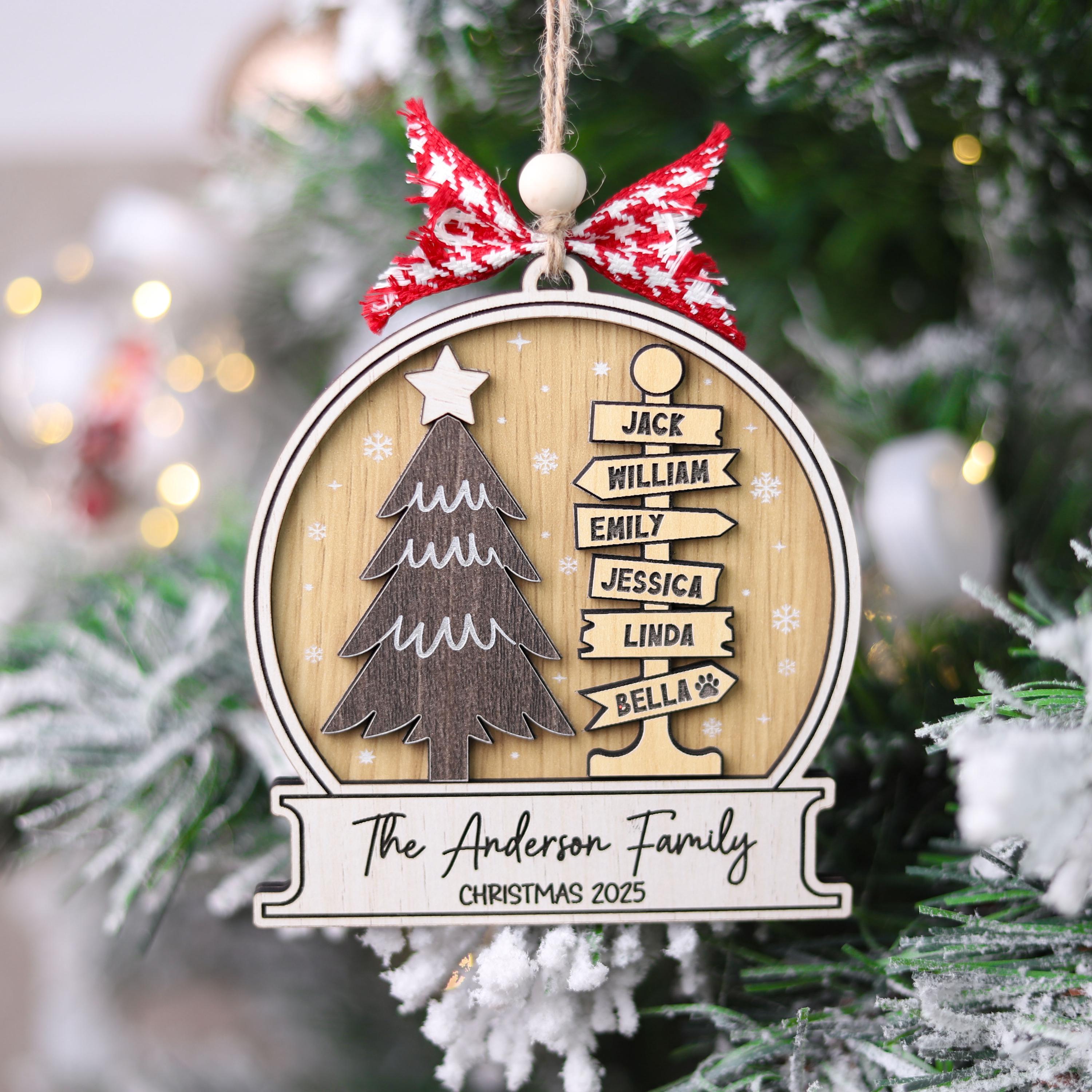 Personalized North Pole Family Ornament, Custom Family Member Names ...