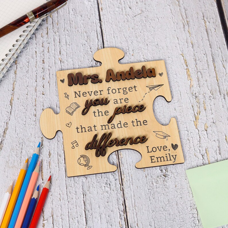 Personalized Teacher Puzzle Piece Wooden Sign, Teacher Back to School ...