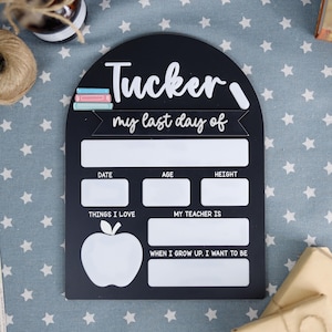 Personalized Back to School Photo Props, Kids Dry Erase Board, Interchangeable First & Last Day of School Keepsake, Reusable Kids Wood Sign