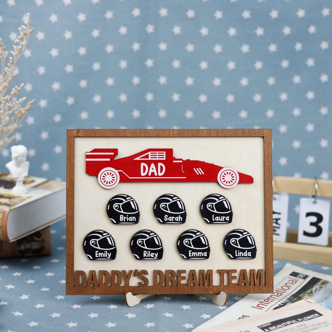 Custom F1 Dad Wood Sign, Daddy's Dream Team, Racing Dad Personalized ...