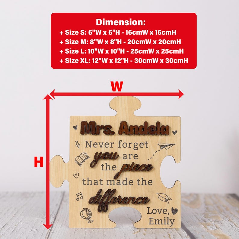 Personalized Teacher Puzzle Piece Wooden Sign, Teacher Back to School ...