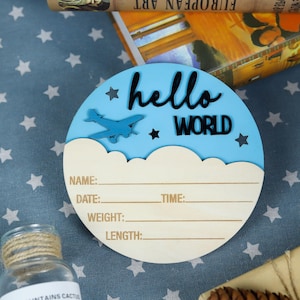 Birth Stats Airplane Sign, Hospital Birth Announcement Sign Hospital for Baby Boy, Baby Announcement Name Plaque, Custom Newborn Photo Props