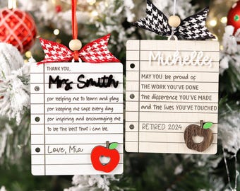 Retirement Teacher 3D Ornament, Teacher Appreciation Gift, Thank You Teacher Ornament, Retired Teacher Ornament, Important Piece Ornament