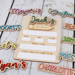Interchangeable Back To School Sign, Personalized First And Last Day Of School, Kindergarten Photo Prop Pre-K Sign Custom Name Plates Sign