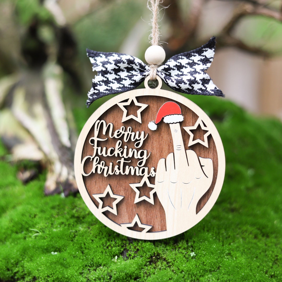 Middle Finger Christmas Ornament 