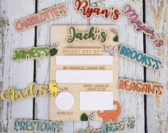 Dinosaurs Back To School Sign, Custom Dry Erase School Board, School Milestone Keepsake, First & Last Day Of School, Children's Photo Prop