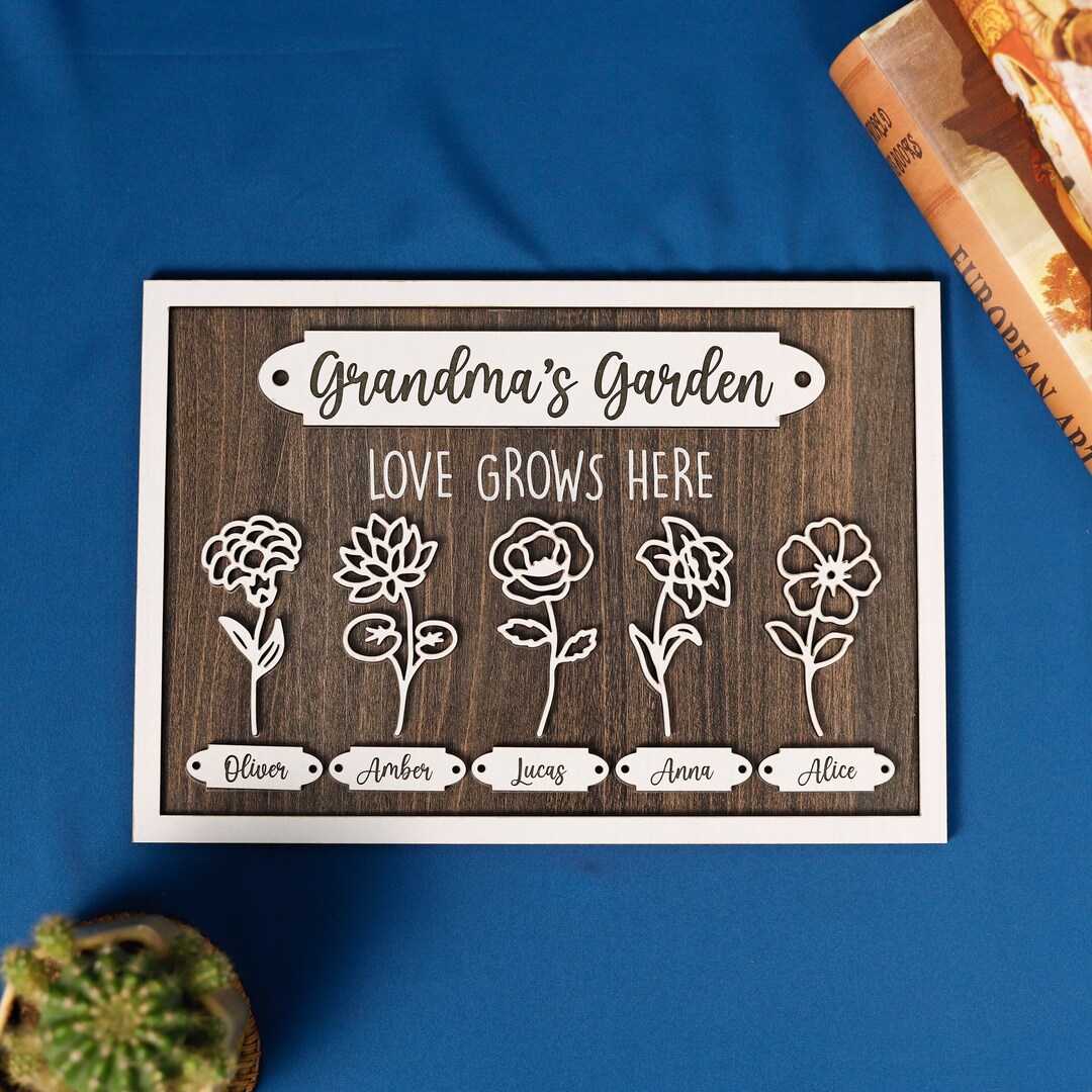 Grandma's Garden Sunflower - Gift For Grandma, Personalized Shaped Wood Sign