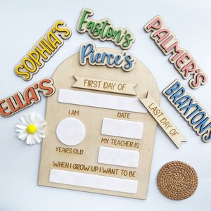 First Day Of School Sign, Back To School Sign, Custom Back To School Board, Kid&#39;s Photo Prop Interchangeable Names Sign Arched Sign