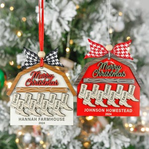 2024 Personalized Cowboy Boot Family Stocking Names Ornament, Custom Family Cowboy Cowgirl Christmas Ornament, Christmas Western Family Gift