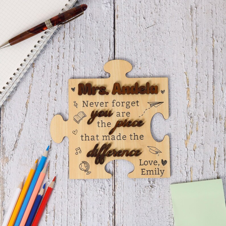 Personalized Teacher Puzzle Piece Wooden Sign, Teacher Back to School ...